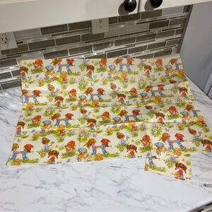 Vintage Gift wrap sheets kitschy little girls & cats